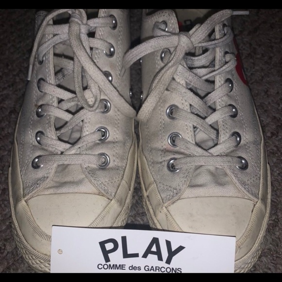 White Comme des Garçons Low Top Converse PLAY - Picture 4 of 4